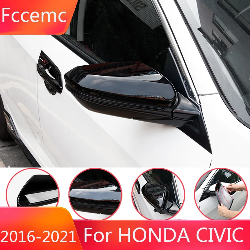 2db Honda 10 Generációs Civic Külső Visszapillantó Tükör Fedezze Szénszálas Jelölje ki a Fekete Tükör Ház Kap Autó Termék autóalkatrész