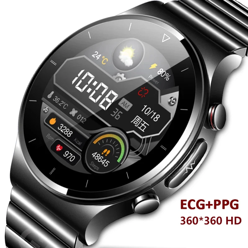 Egészségügyi Intelligens Karóra Férfi EKG+PPG testhőmérséklet, a Vérnyomás, pulzusszám, IP68 Vízálló Vezeték nélküli Töltő Smartwatch 360*360 HD