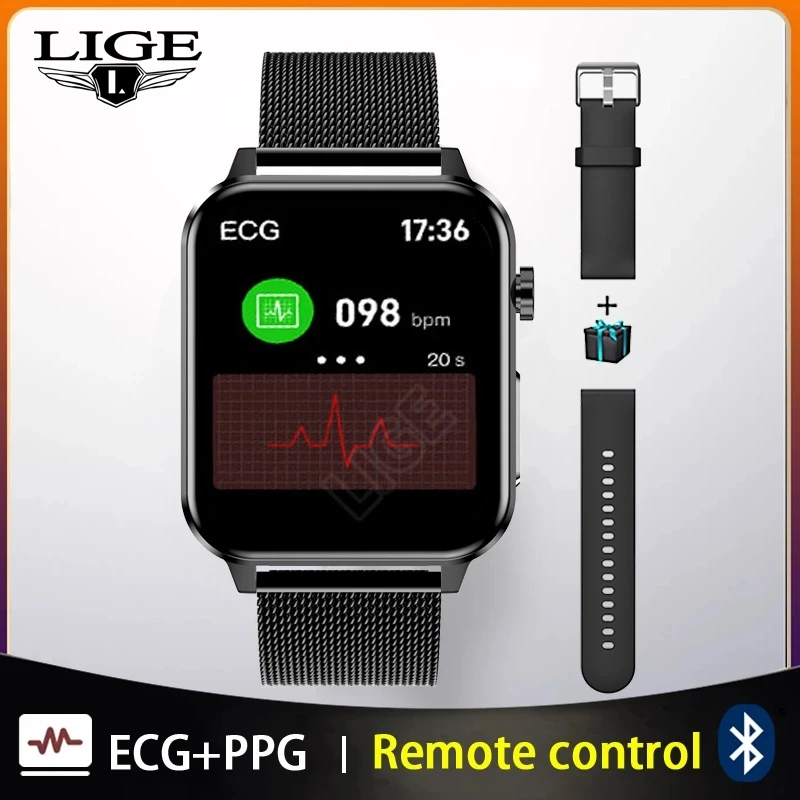 LIGE 2022 EKG+PPG Intelligens Karóra Férfi pulzusszám, Vérnyomás Nézni, Egészségügyi Alkalmasság Tracker Vízálló Smartwatch A Xiaomi Huawei
